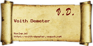 Voith Demeter névjegykártya